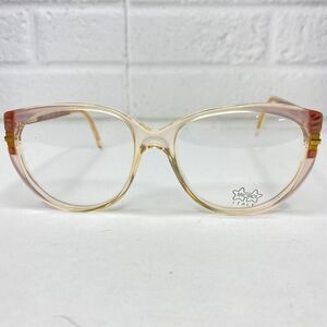 Vintage Luxottica 4154 Sunglass Frames Clear Pink‎ Made In Italy Aviator H2641